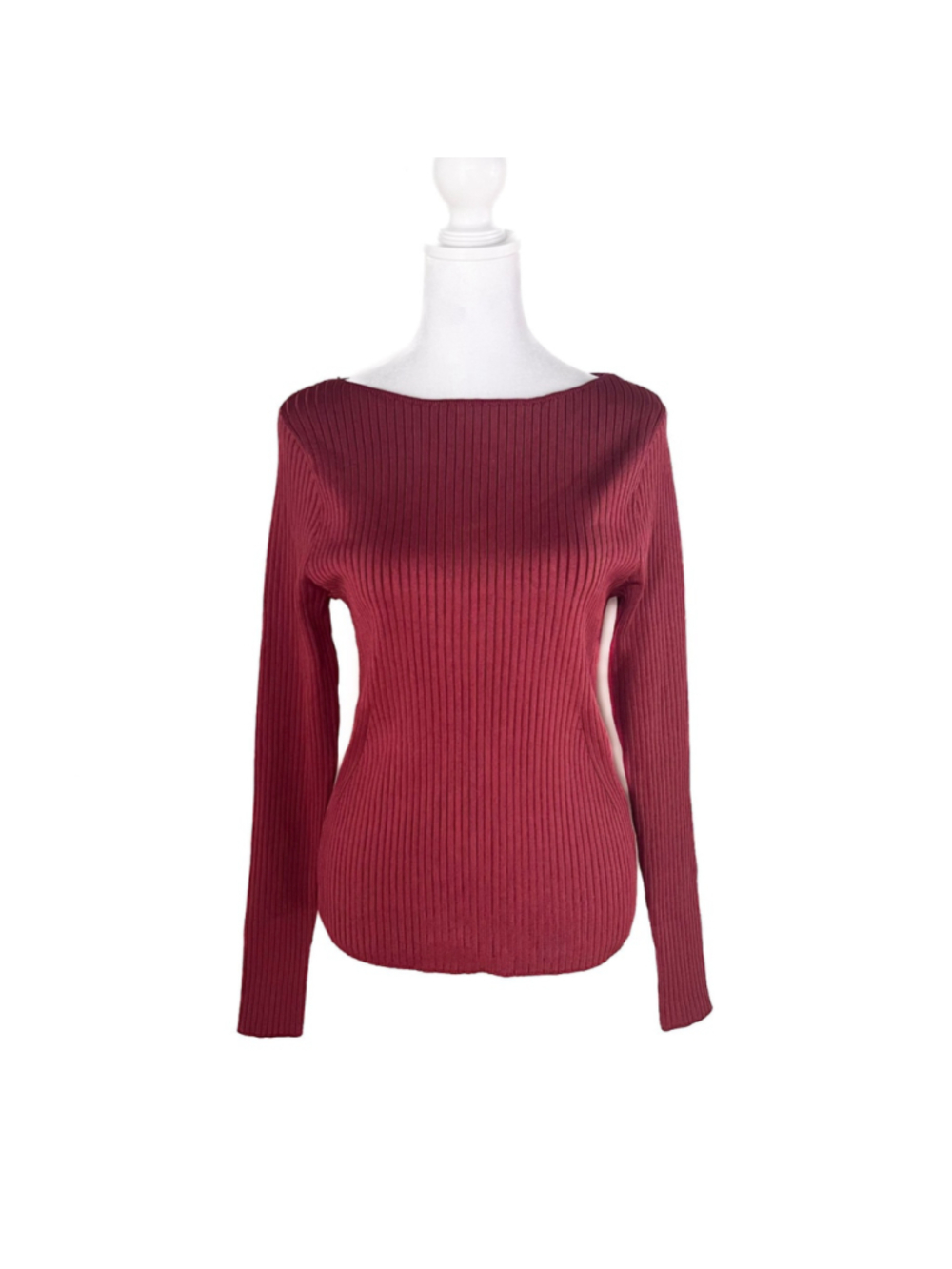 Abercrombie & Fitch Boatneck Blouse Top Womens Ribbed Long Sleeve Pullover sz L